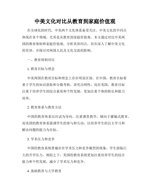 中美文化对比从教育到家庭价值观