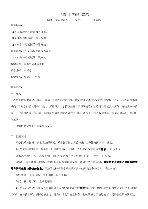 高中语文部编人教版精品教案《雪白的墙》4