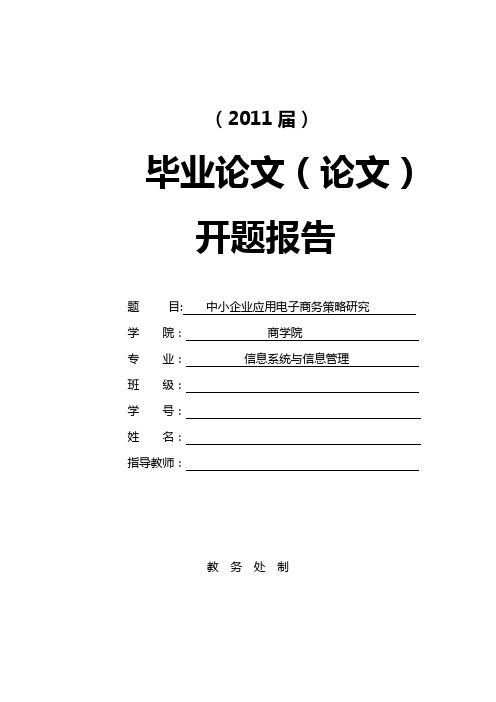 中小企业应用电子商务策略研究[开题报告]