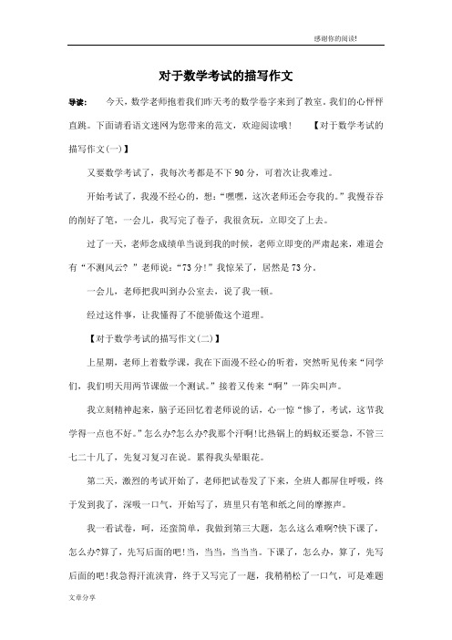对于数学考试的描写作文