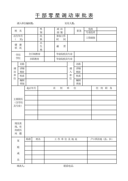 干部零星调动审批表(新)