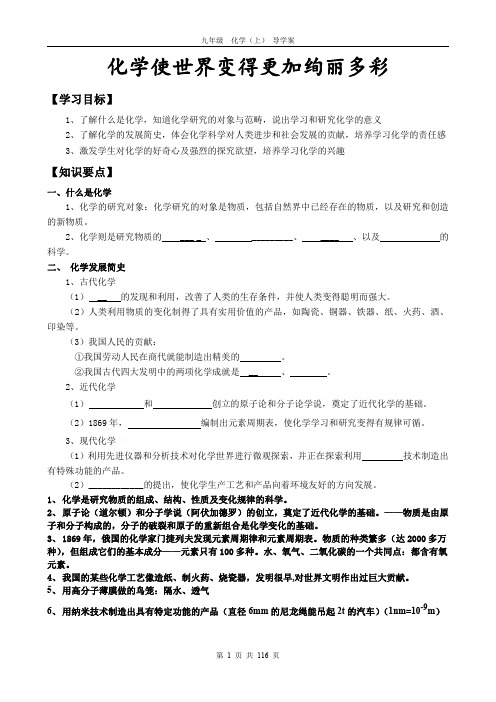 九年级化学上册导学案精编版
