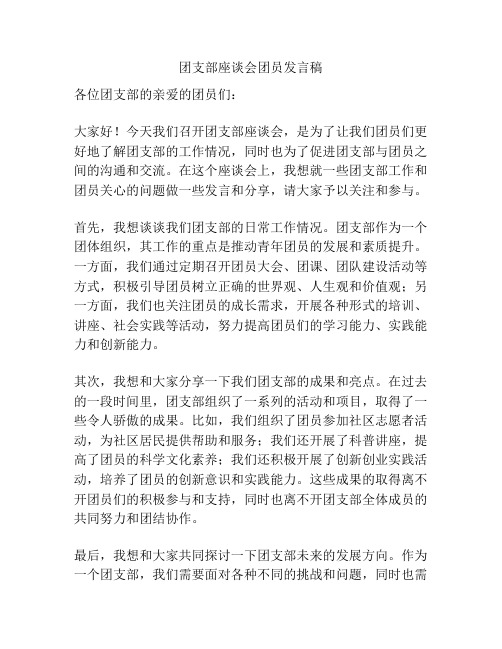 团支部座谈会团员发言稿