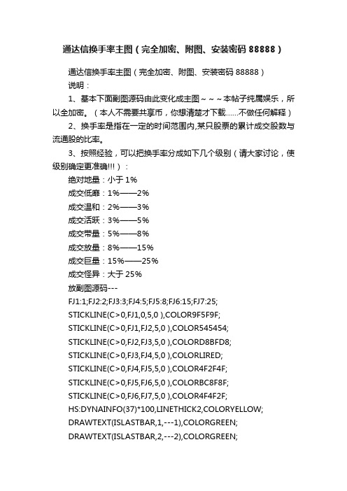 通达信换手率主图（完全加密、附图、安装密码88888）