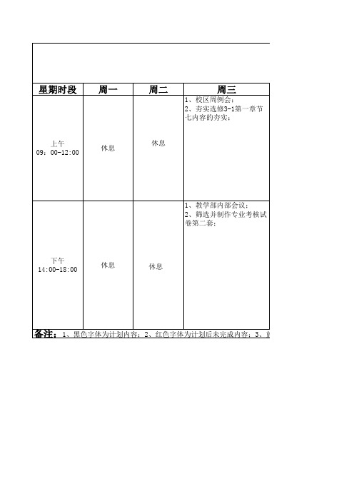 教师周工作完成表和计划表9月14日-9月27日-陈丽