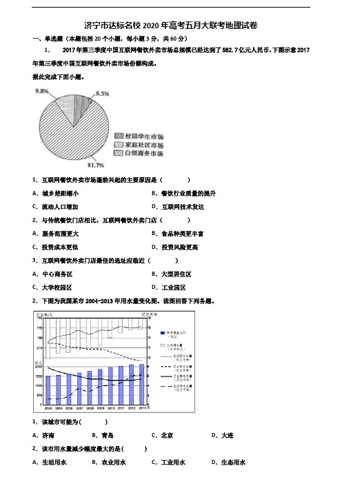 济宁市达标名校2020年高考五月大联考地理试卷含解析
