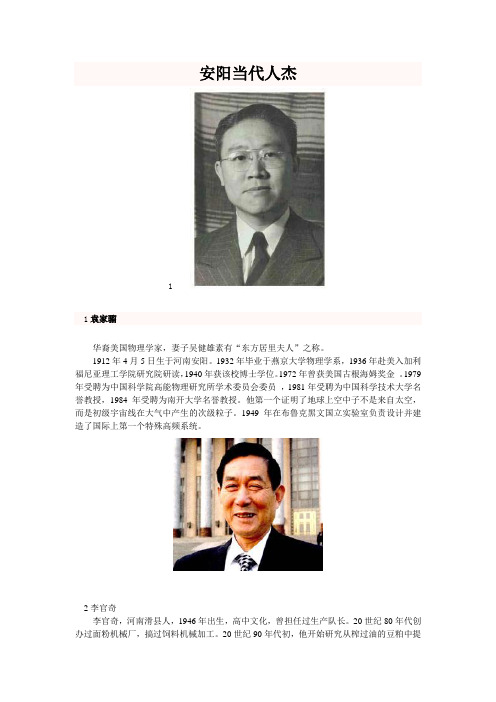 安阳当代人杰