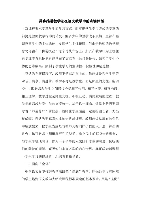 异步推进教学法在语文教学中的点滴体悟