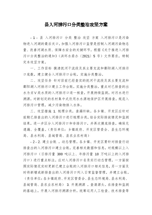 县入河排污口分类整治攻坚方案