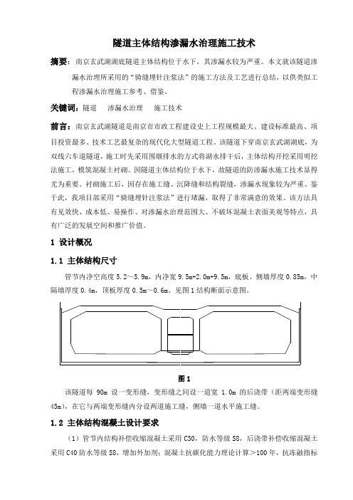 隧道主体结构渗漏水治理施工技术