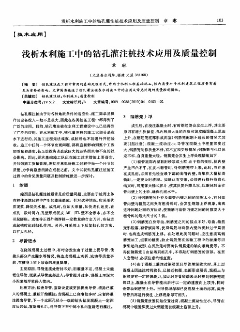 浅析水利施工中的钻孔灌注桩技术应用及质量控制