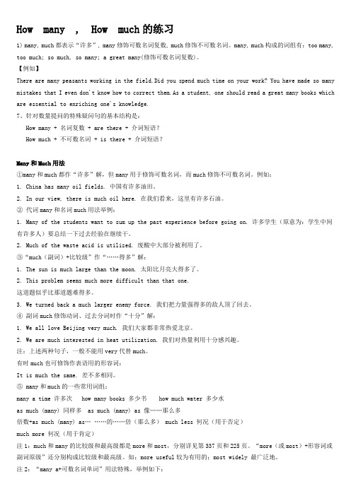 12、How many , How much的练习.