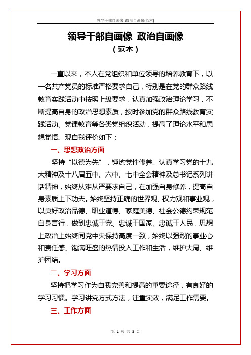 领导干部自画像 政治自画像(范本)
