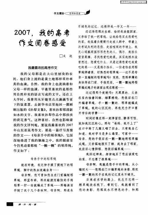 2007,我的高考作文阅卷感受