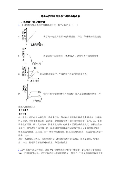 乌鲁木齐市中考化学二模试卷解析版