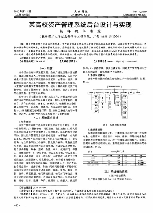 某高校资产管理系统后台设计与实现