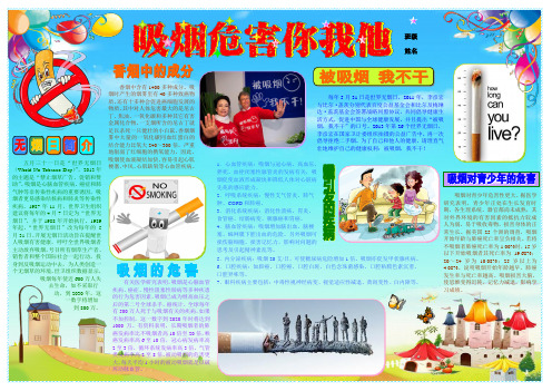 吸烟危害你我他532A3健康清洁教育电子小报爱耳爱眼手抄报模板,健康生活爱护牙齿简报,预防传染病疾病板报