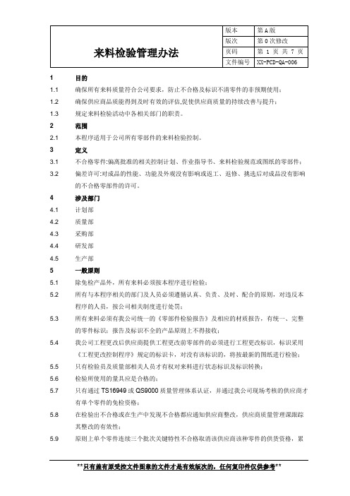 来料检验管理办法