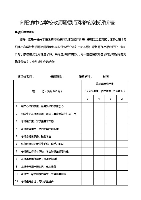 2.教师师德师风家长评价表