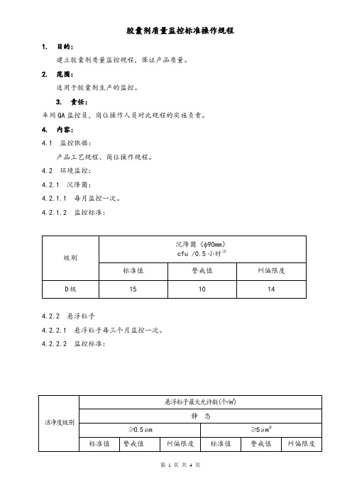 胶囊剂质量监控标准操作规程