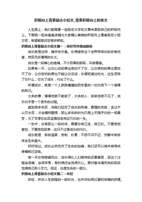 积极向上青春励志小短文_青春积极向上的美文