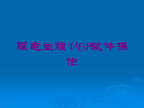 眼电生理VEP软件操作培训课件