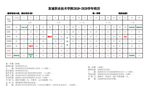 宣城职业技术学院2019-2020学年校历