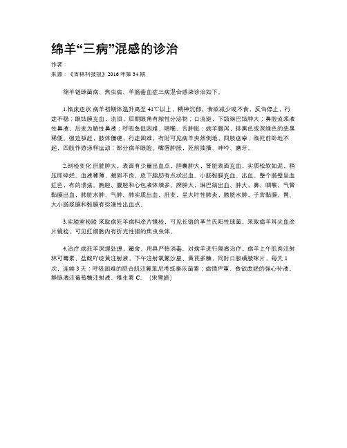 绵羊“三病”混感的诊治