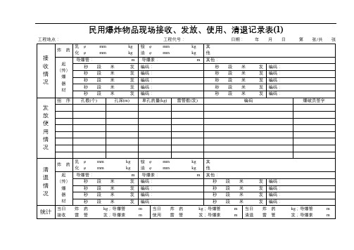 民用爆炸物品现场接收、发放、使用、清退记录表(1)【模板】