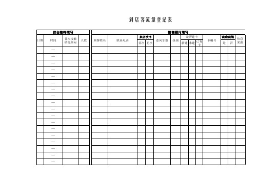 到店客流量登记表