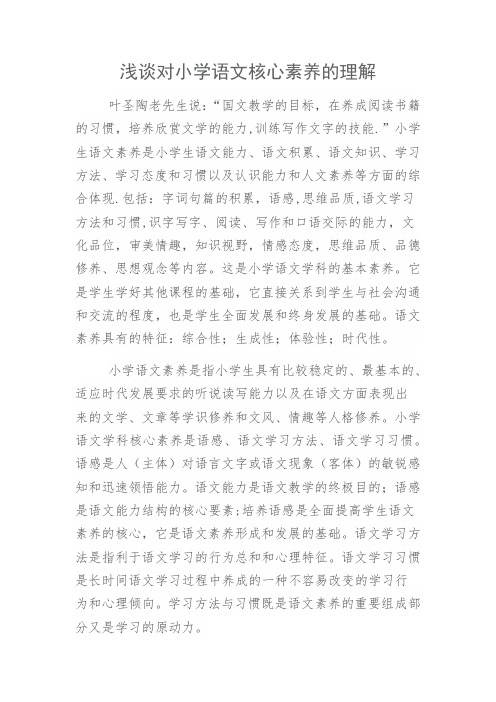 浅谈对小学语文核心素养的理解