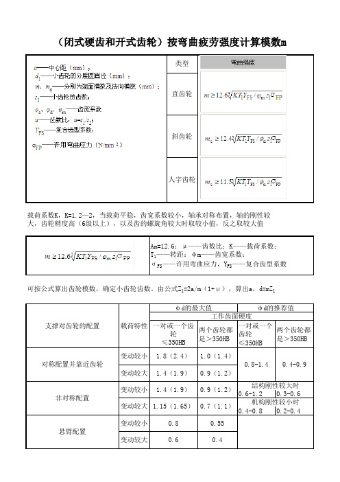 齿轮按弯曲疲劳计算