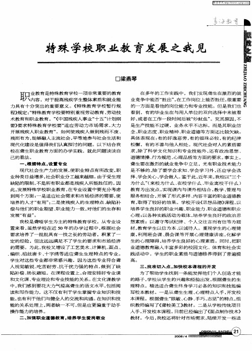 特殊学校职业教育发展之我见