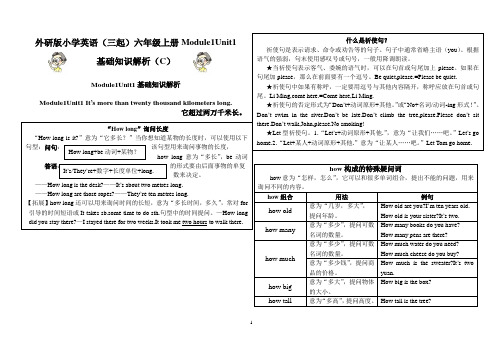 外研版小学英语(三起)六年级上册Module1Unit1基础知识解析(C)
