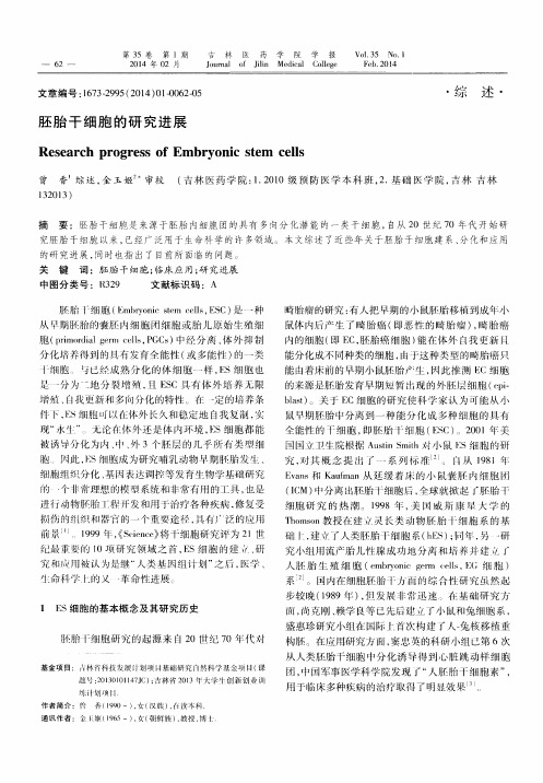 胚胎干细胞的研究进展