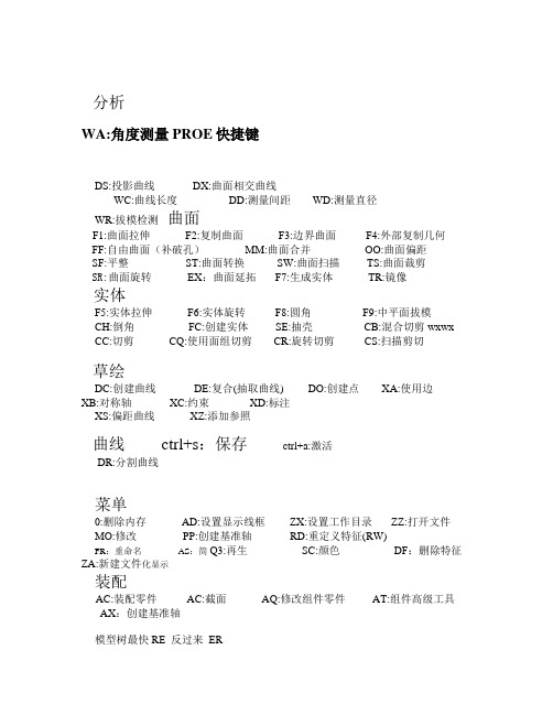 PROE快捷键