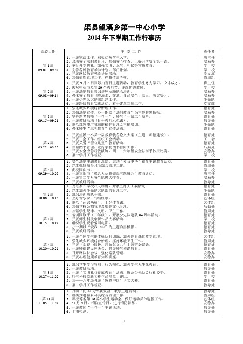 2014年下学期学校工作行事历