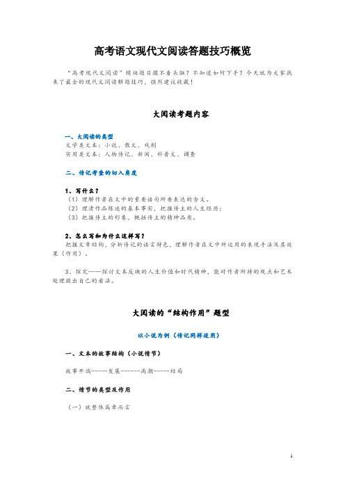 高考语文现代文阅读答题技巧概览