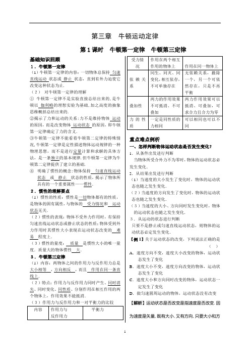 【强烈推荐】高考物理复习资料大全第三章__牛顿运动定律