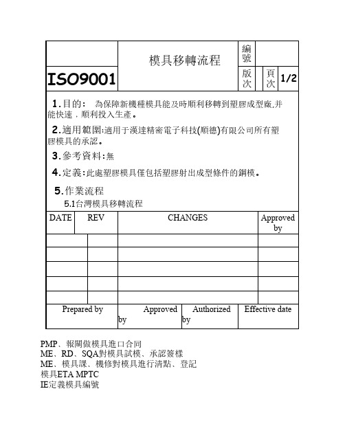 模具移转流程