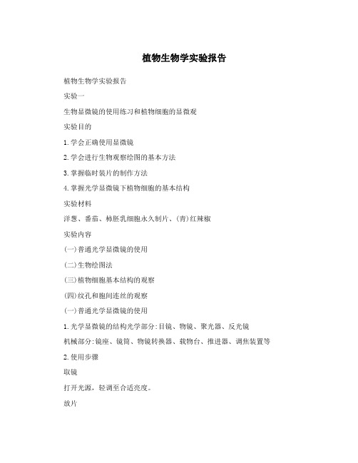 植物生物学实验报告