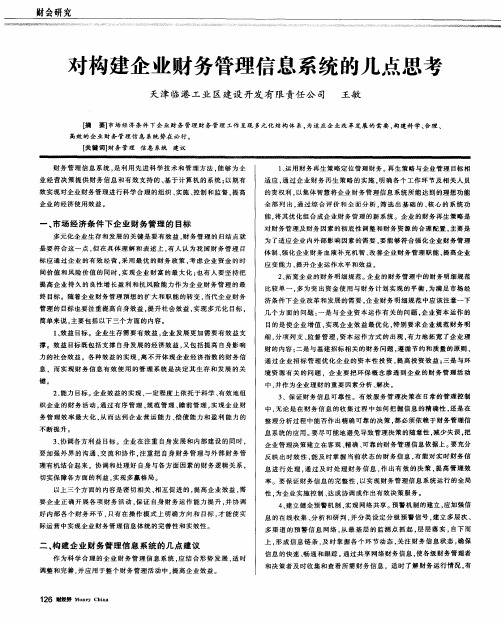 对构建企业财务管理信息系统的几点思考