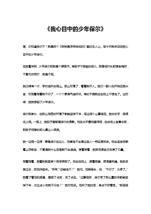 我心目中的少年保尔作文