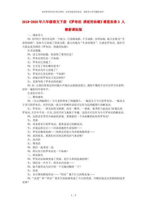 2019-2020年八年级语文下册 《罗布泊 消逝的仙湖》课堂实录3 人教新课标版