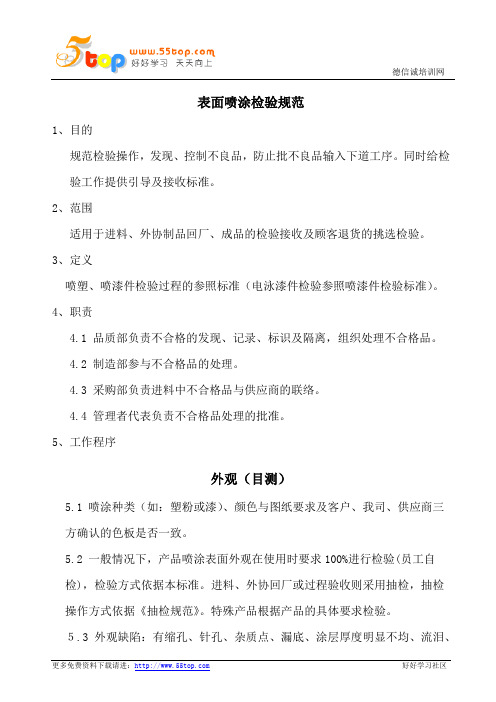 表面喷涂检验规范