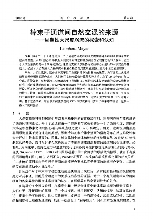 棒束子通道间自然交混的来源——周期性大尺度涡流的探索和认知