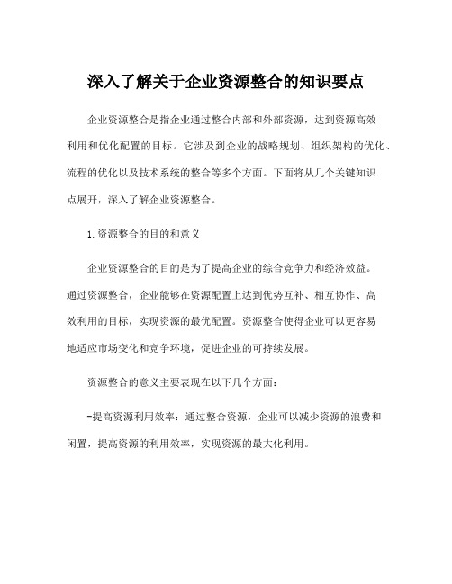 深入了解关于企业资源整合的知识要点