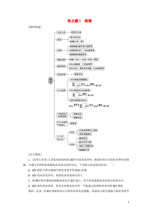 新高考2020高考生物二轮复习第二部分考前高分冲刺方略策略一热考素材热主题1簿教学案20200319