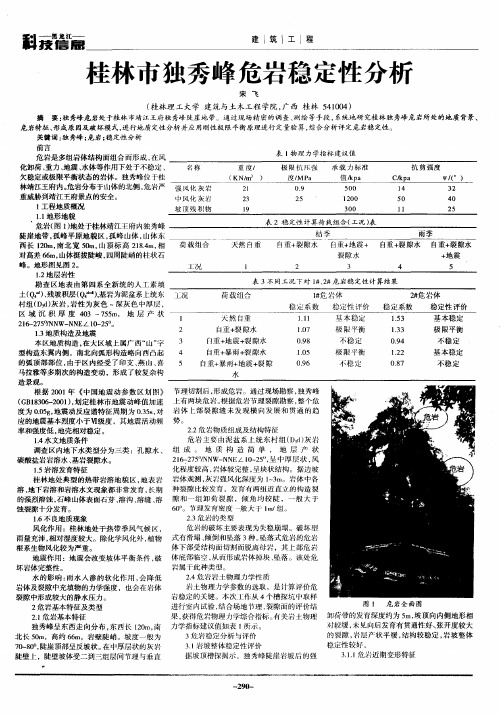 桂林市独秀峰危岩稳定性分析