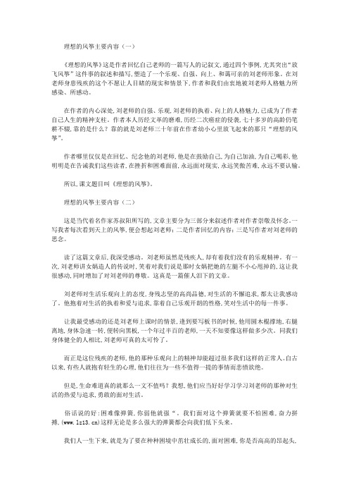 【读书笔记】理想的风筝主要内容